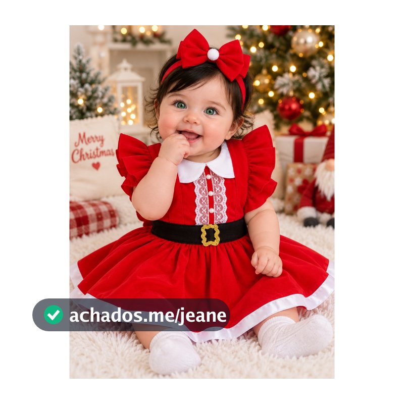 Jardineira Romper Body Saia Mamãe Noel Festa Natal Presente Salopete Com Tiara Ensaio Fotográfico