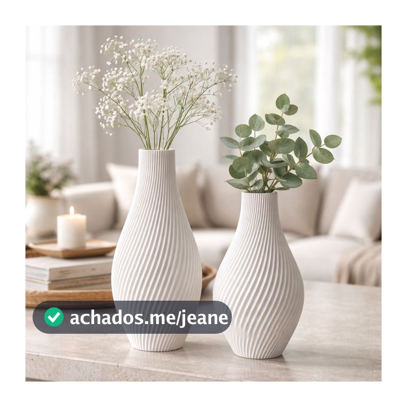 Vaso Decorativo Folhas Secas Espiral Duo 2 Und Casa Escritório Decoração Moderna Par de Vasos Rack Sala Casa Decorada