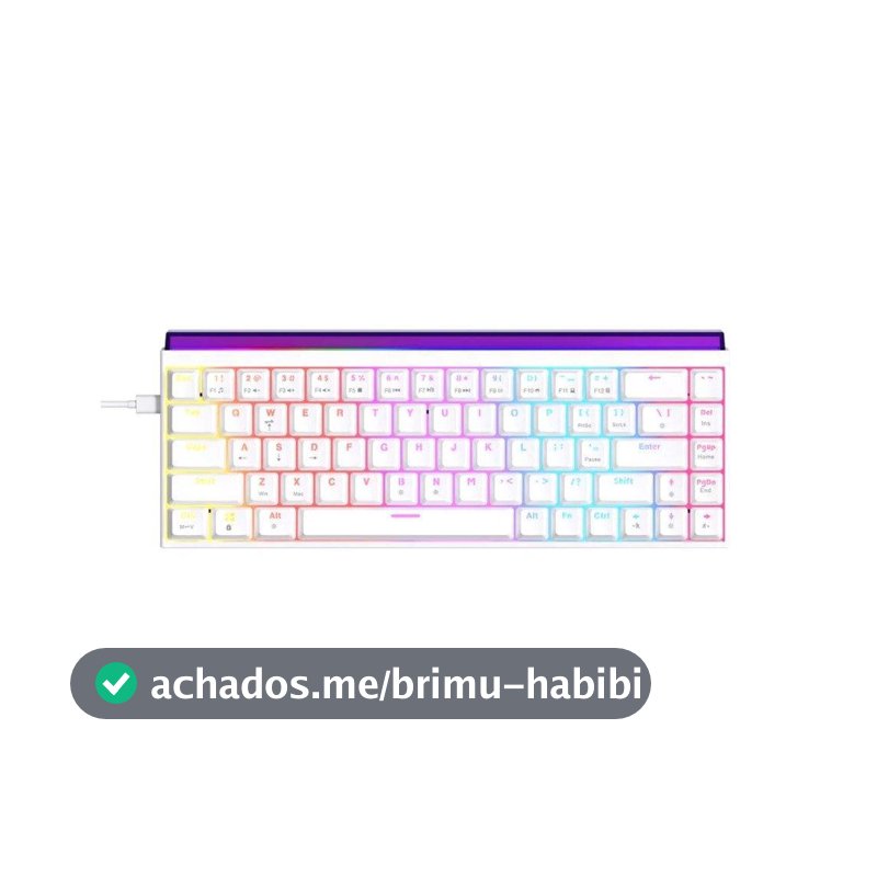 Teclado Mecânico Gamer AJAZZ NK68, RGB, Switch Red, Keycaps PBT, Hotswap, Branco - AJAZZ-NK68-W1-OEM-WH-R