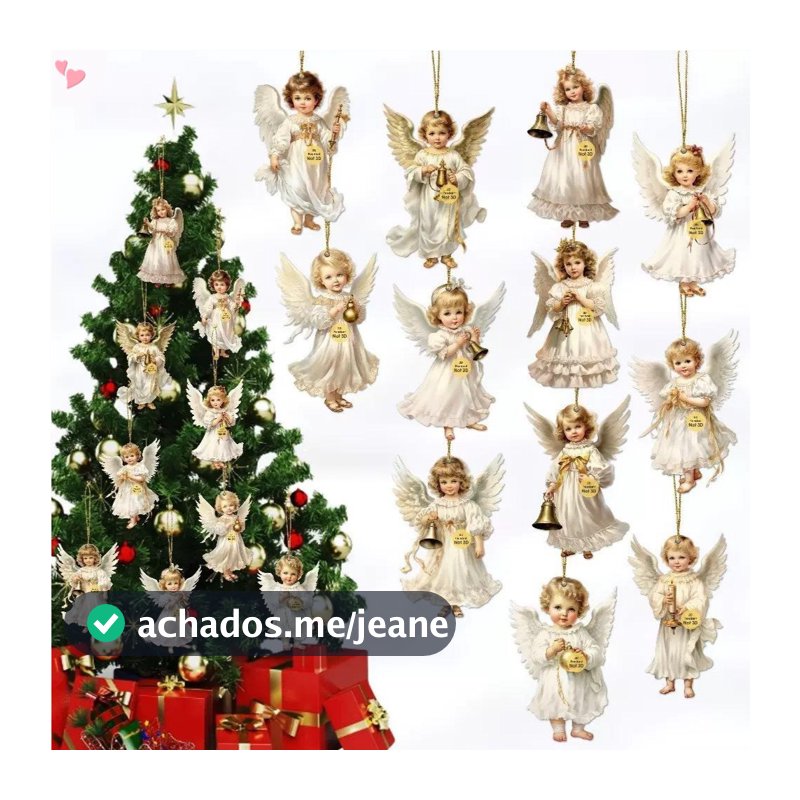 12 Pçs Peças Anjo Enfeites De Natal De Madeira Vintage Decorações Da Árvore Rústico Pendurado Ornamentos Para Casa Inter