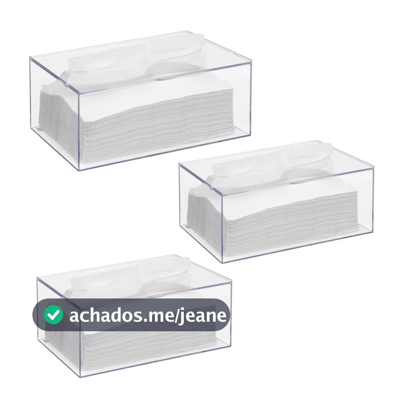 Kit 3 Caixa Porta Lenços Papel Touca Luva ou Papel Interfolhas Dispenser Interfolhado Transparente