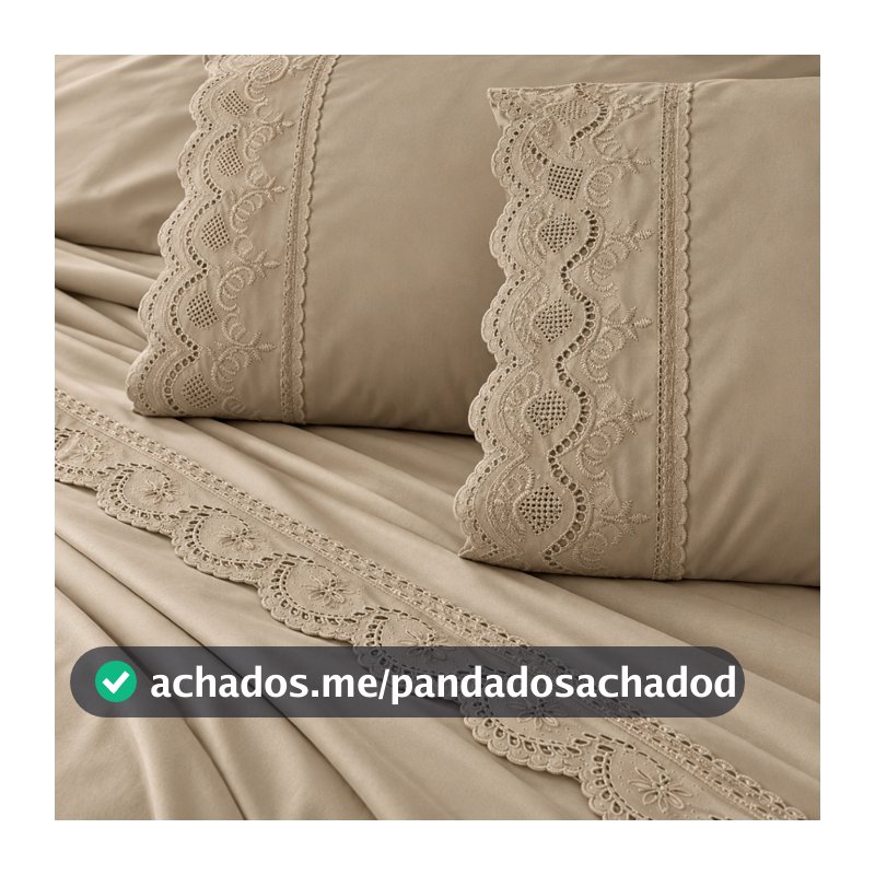 Jogo de Lençol 400 Fios Casal Queen King Solteiro Bordado Inglês 3 e 4 Peças com Elástico Toque Macio Premium