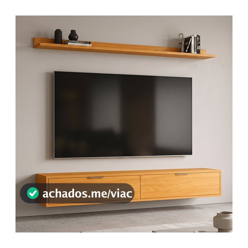 Rack Tv 65 Pol. Suspenso 160cm 2 Portas Lila Cinamomo Z49   - Mpozenato