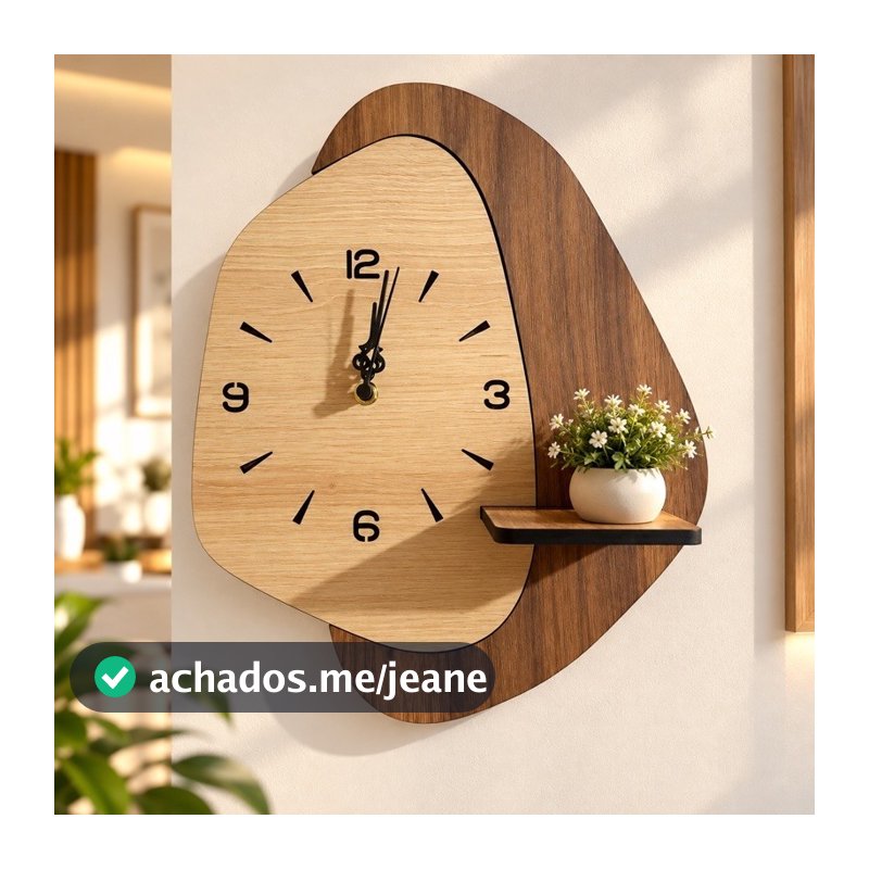 Relógio de Parede de Luxo Decorativo 35cm Com Prateleira Design Moderno Para Sala Quarto Cozinha Closet