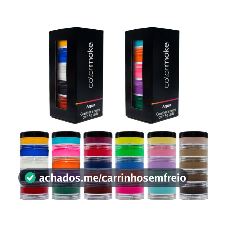 Kit 5 Tintas Linha Aqua Colormake 5g Maquiagem Artística Profissional Facial Corporal Teatro Festa
