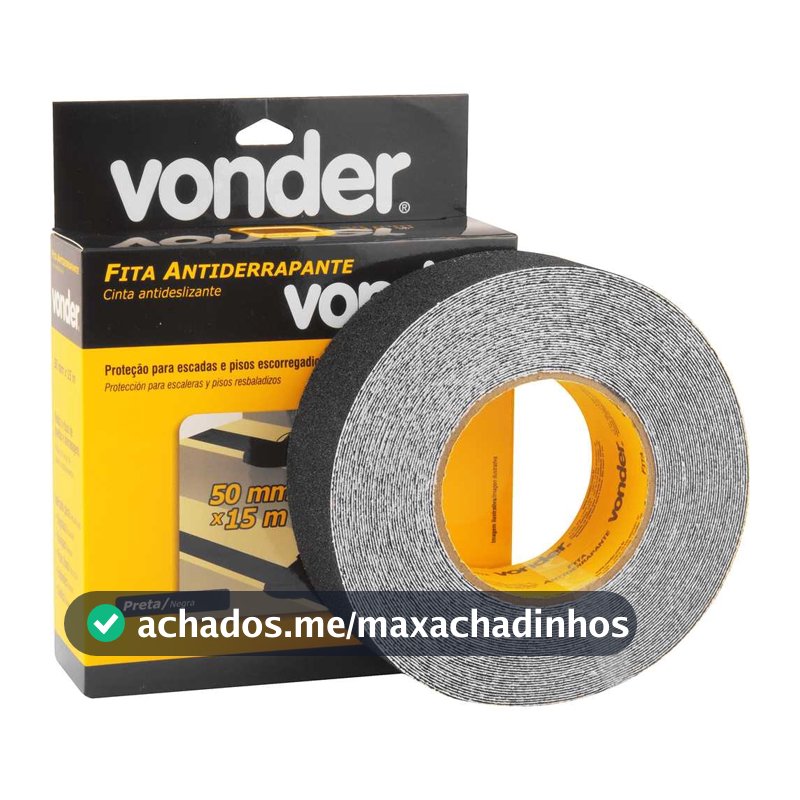 Fita Antiderrapante 5m e 15m Vonder Preta Area Interna Piso Escada Rampas Degraus