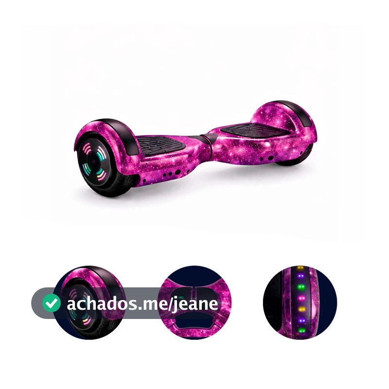 Hoverboard Skate Elétrico 6.5 Led Bluetooth Roxo Galáxia