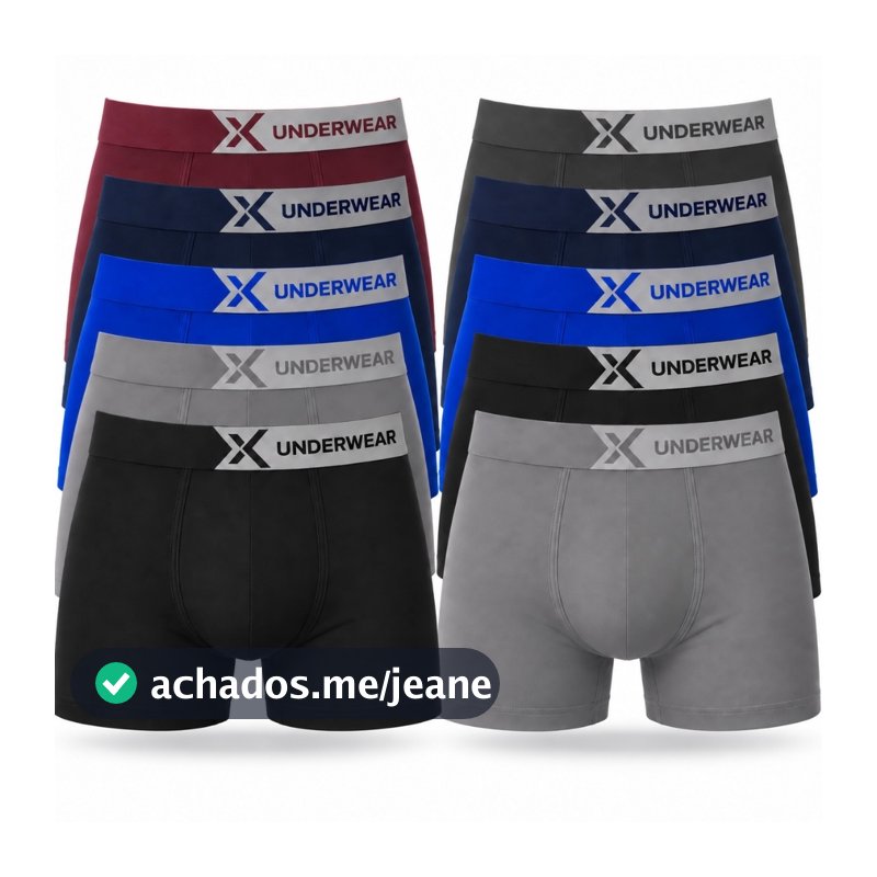 Kit 10, 5 Cueca Masculina Box Adulto Microfibra Anatômica Respirável Secagem Rápida