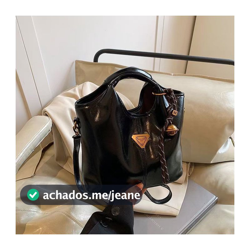 Bolsa de mão com textura de cera de grande capacidade, bolsa de ombro retrô, moderna, transversal