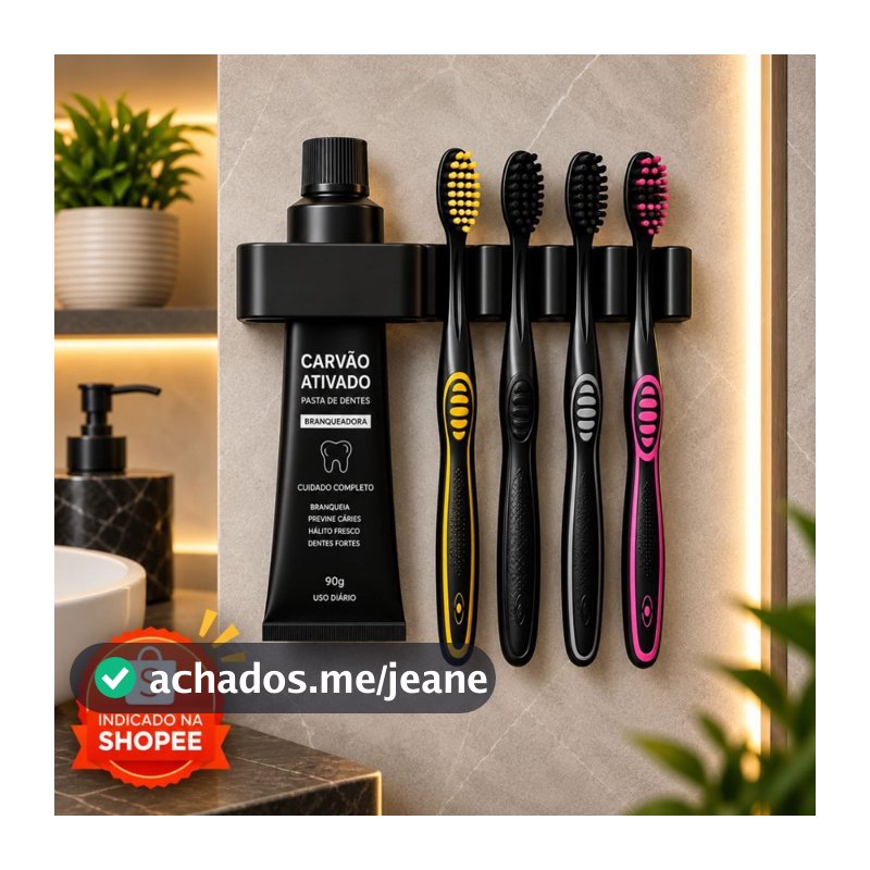 Porta Escova de Dentes Organizador Banheiro Suporte Pasta Dental Autoadesivo de Parede