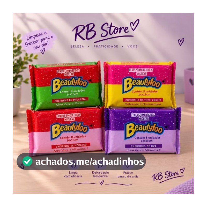 Mini lenços umedecidos micelar Beautyloo🍓🍉🍇