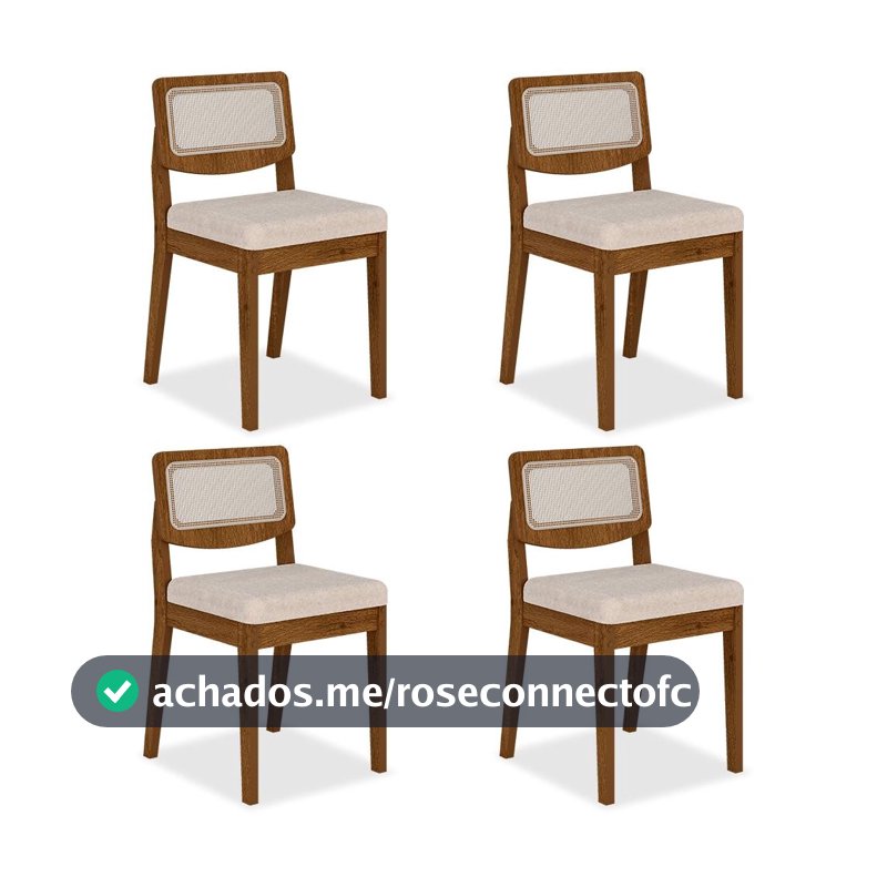 Kit 4 Cadeiras Sextavada Bari Freijó/bouclé Off White - M. Arapongas