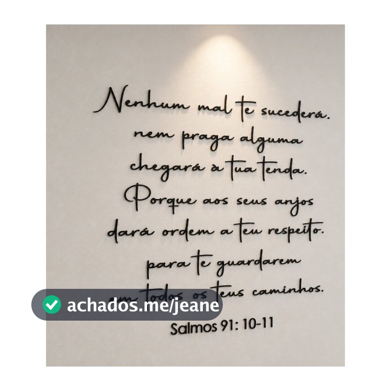 Frase Decorativa Salmos 91:10-11 Mdf  Versículo Letreiro Frase Parede Religiosa Decoração Bíblico Cristão