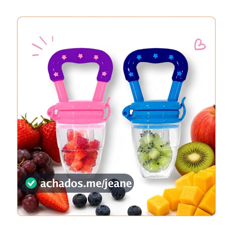 Chupeta Alimentadora Bebe Para Frutas Com Tampa Higiênica Prática Com Bico De Mamadeira Macio