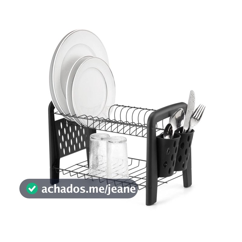 Escorredor Louca Secador Porta Talheres Não Enferruja Preto