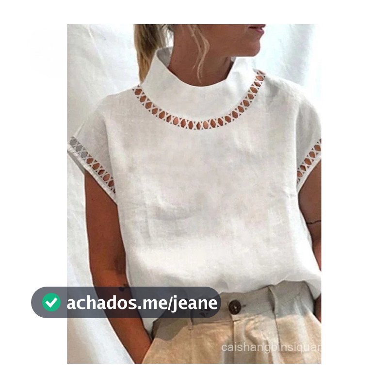 Tops Vintage Blusas Femininas De Linho De Algodão Sólido Túnica Casual De Verão Colarinho Chic Hallow Camisas Brancas