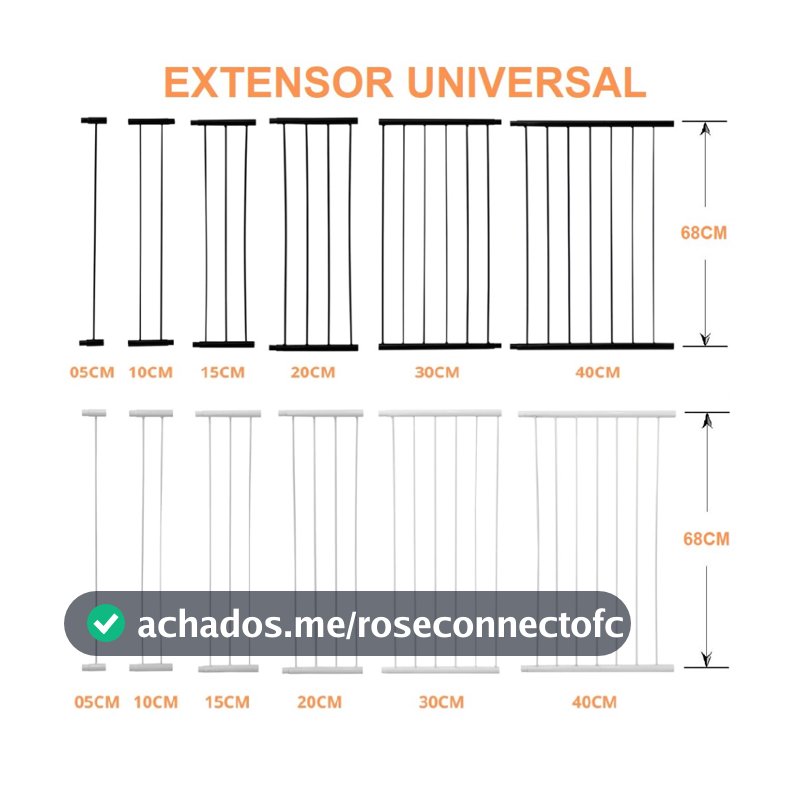 Extensor Universal Prolongador Portão Pet Cachorro Criança Bebê Proteção Grade 68cm de Altura