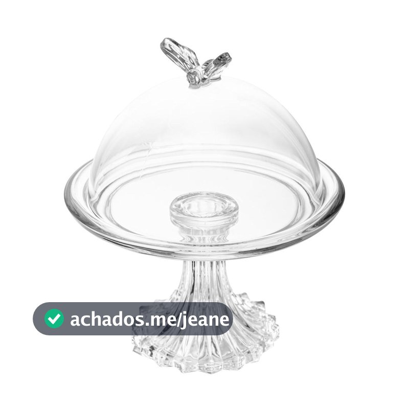 Prato para Doce com Pé e Tampa Bee 15cm Cristal Ecológico Wolff para Bolos Doces Sobremesas Chocolates Mesa Posta Bonito