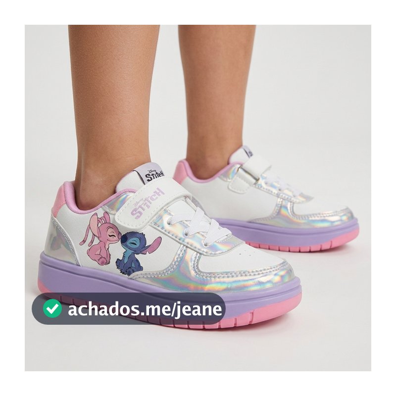 Tênis Infantil Menina Disney Stitch Confortável Leve Escolar Casual
