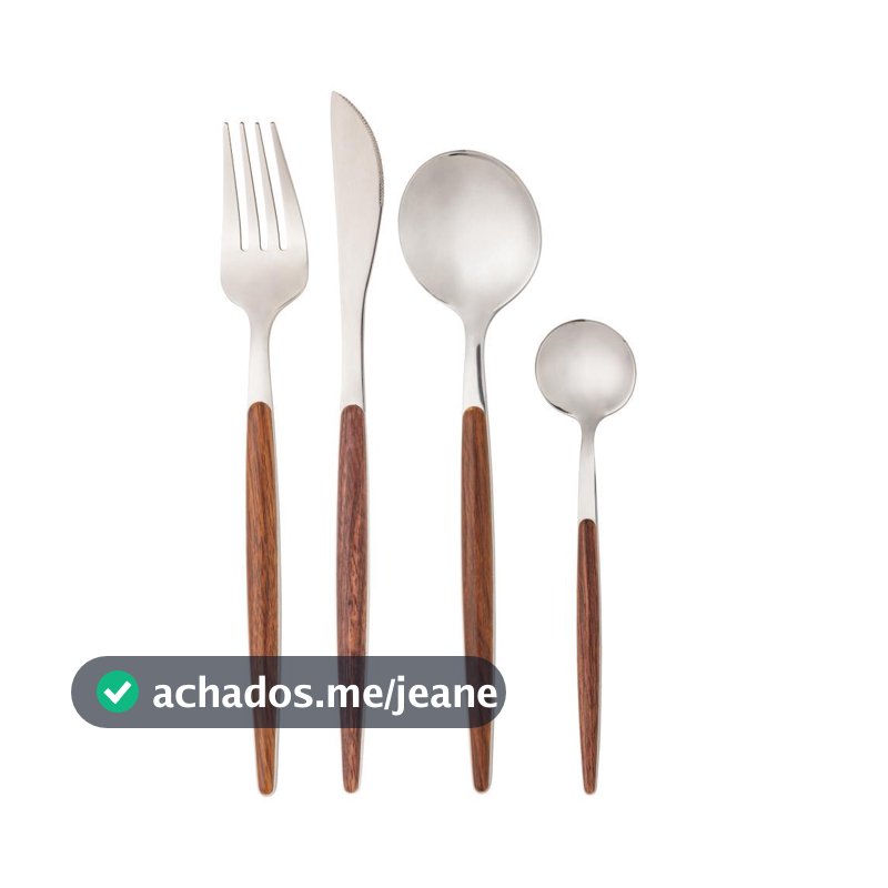 Jogo Talheres Faqueiro 24 Peças Lyor Organic Aço Inox Cabo Estampado 6 Pessoas Garfos Facas Colheres Mesa Posta Presente