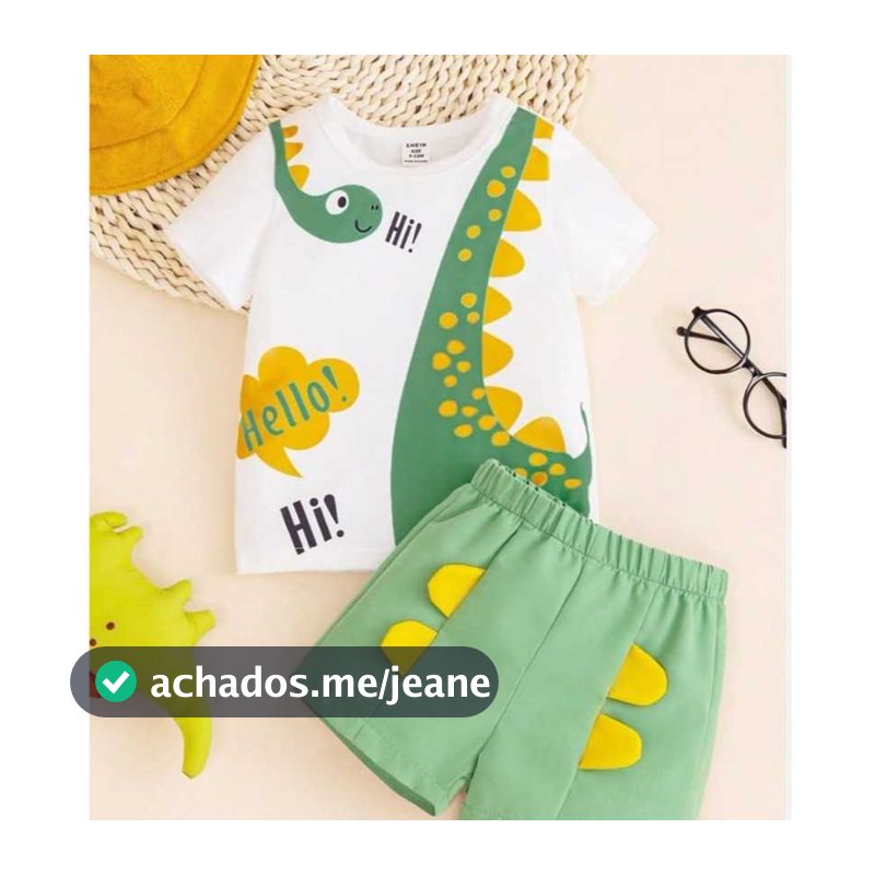 Kit Dino interativo body + shorts para bebê