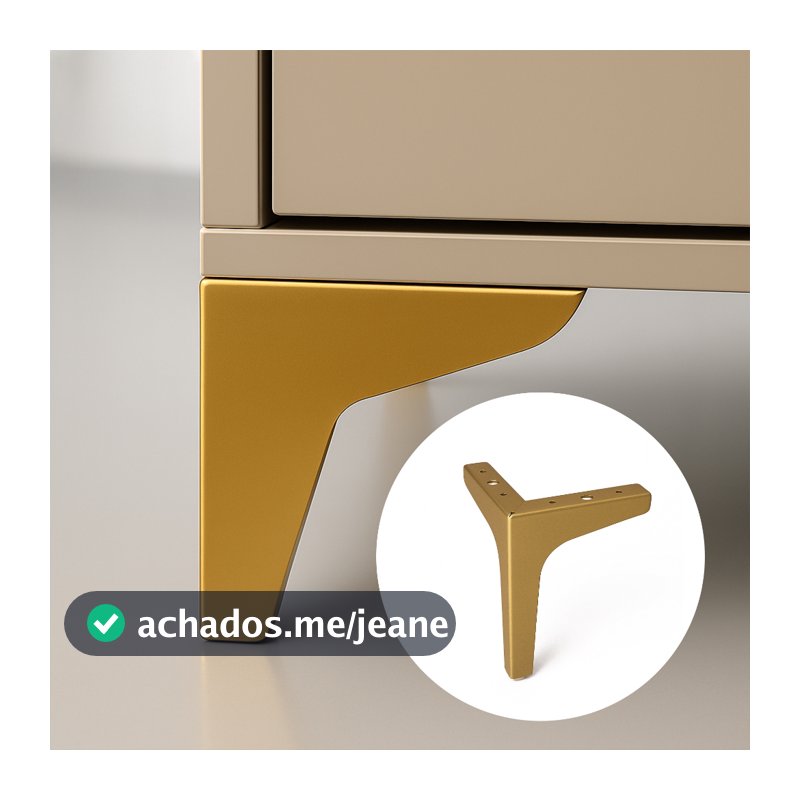 Pé de Aço para Móveis Kit com 4 Unidades Resistente para Sofá, Camas e Mesa de Cabeceira - LH Móveis