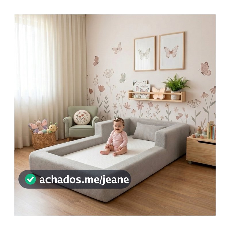 Cama Montessoriana Solteiro Aconchego 100% Espuma Cinza Keiko
