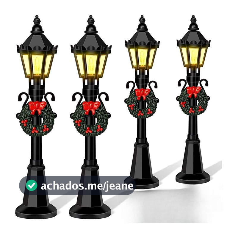 4 Pçs Natal Mini Modelos De Luz De Rua Casa De Bonecas Streetlight Miniatura Aldeia Caminho Lanterna Post Para DIY Micro