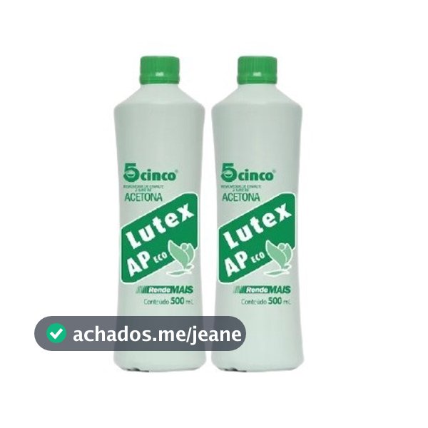 Kit c/ 2 Acetona Lutex ap cinco 500 ml removedor de esmalte