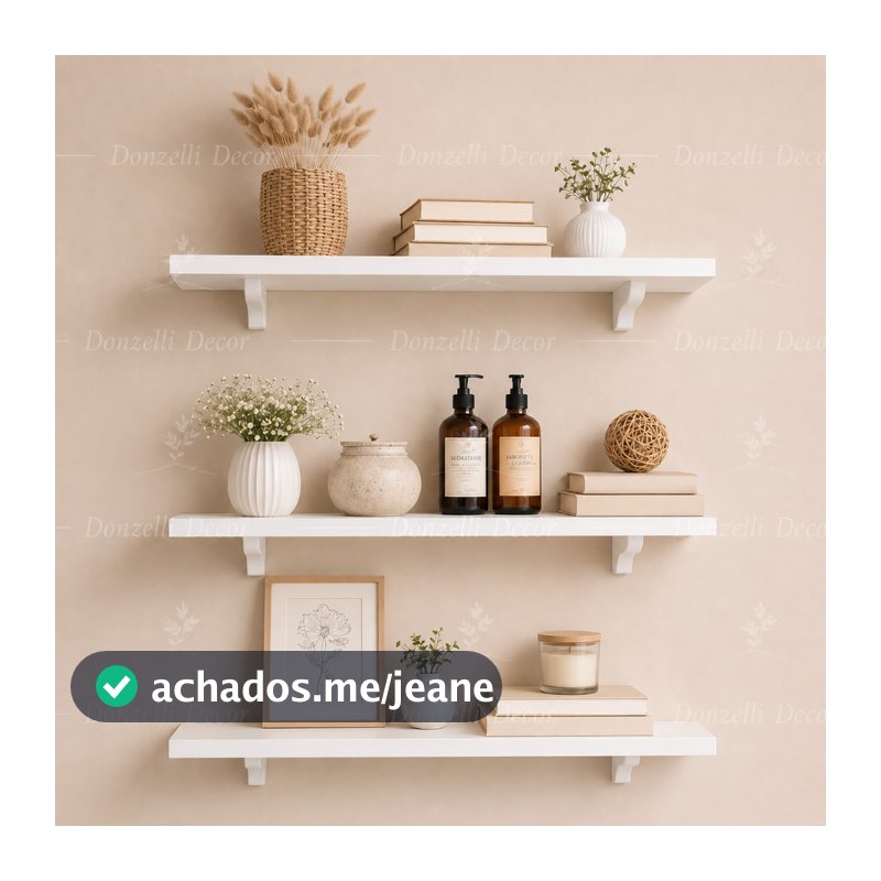 Prateleiras 80X20 Lisa Mdf Branco Bico de Tucano Suporte Sala Cozinha Banheiro Organizador Decoração