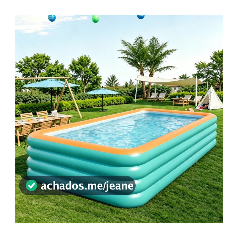Piscina inflável azul de PVC, grande capacidade, portátil e dobrável – reforçada para áreas internas e externas.