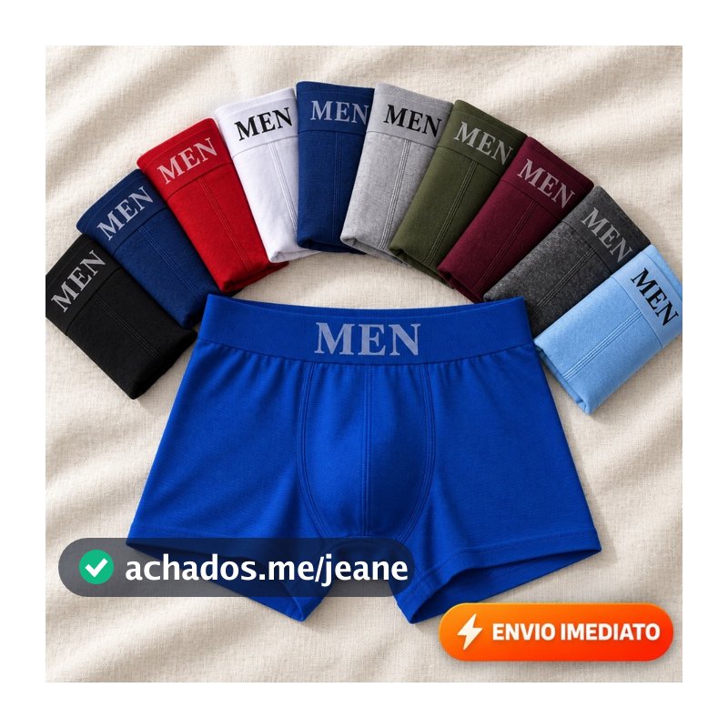 12/10/8/3 Cuecas Boxer Adulto Premium Men Masculina Microfibra Leve e Elástico 4, 8, 10 Ou 12