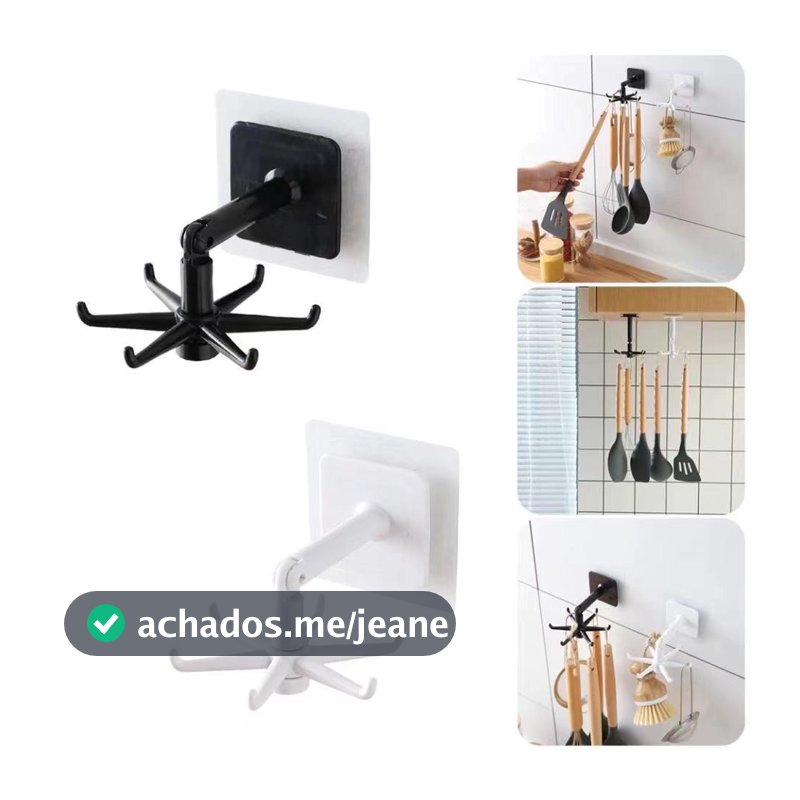 Porta Utensilios Cozinha Parede Talheres Suporte Giratorio Gancho Multiuso Expansivel Adesiv o envio imediato