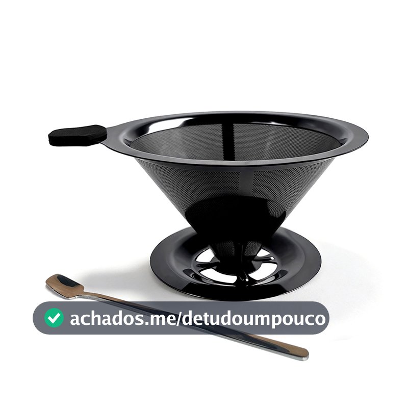 Preto 103 Filtro de Café Inox Aço 304 Reutilizável para Coador Não Precisa Papel Traz uma colher Pour Over