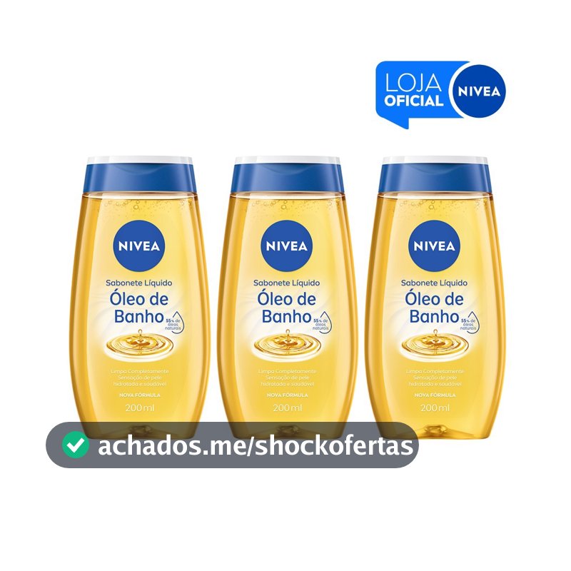 KIT - NIVEA Sabonete Líquido Óleo de Banho 200ml  - 3 unidades