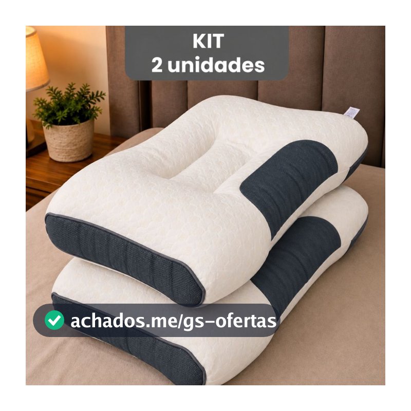 Kit 2 Travesseiro Cervical Ortopédico Ergonômico Confortavel Alivia Dores Coluna Melhora Postura