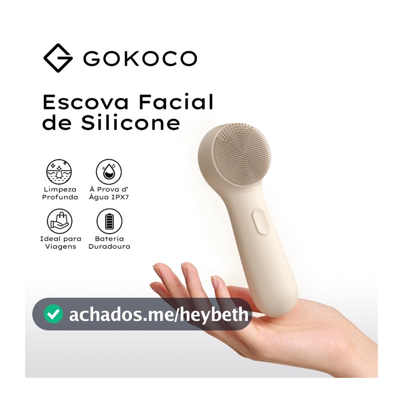 GOKOCO Escova Facial de Silicone Sônica IPX7 Recarregável 3 Níveis Limpeza Profunda Portátil Tipo-C
