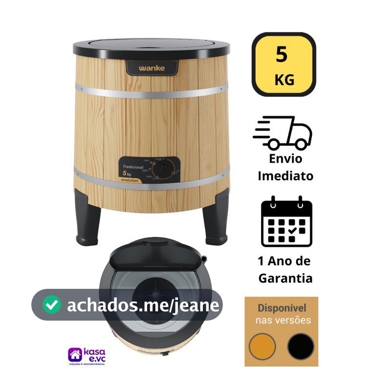 Máquina de Lavar Semiautomática Tradicional 5Kg Wanke Marrom Claro