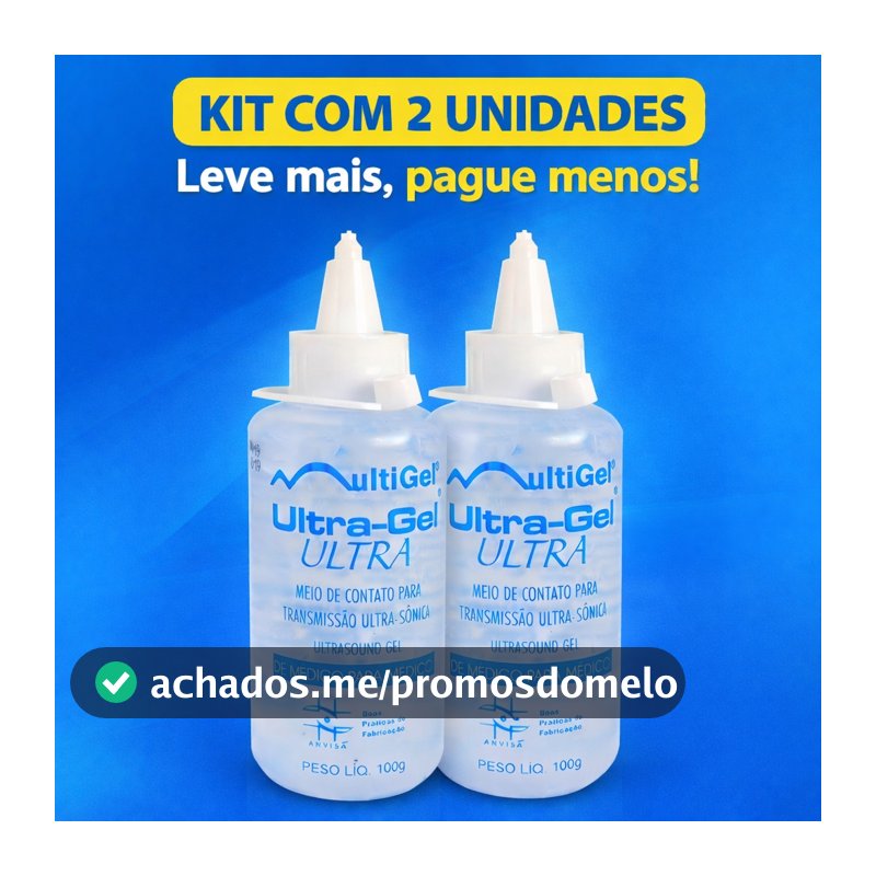 Kit com 2un de Gel Condutor para Ultrassom - Ultra Gel Ultra - Frasco 100G Multigel