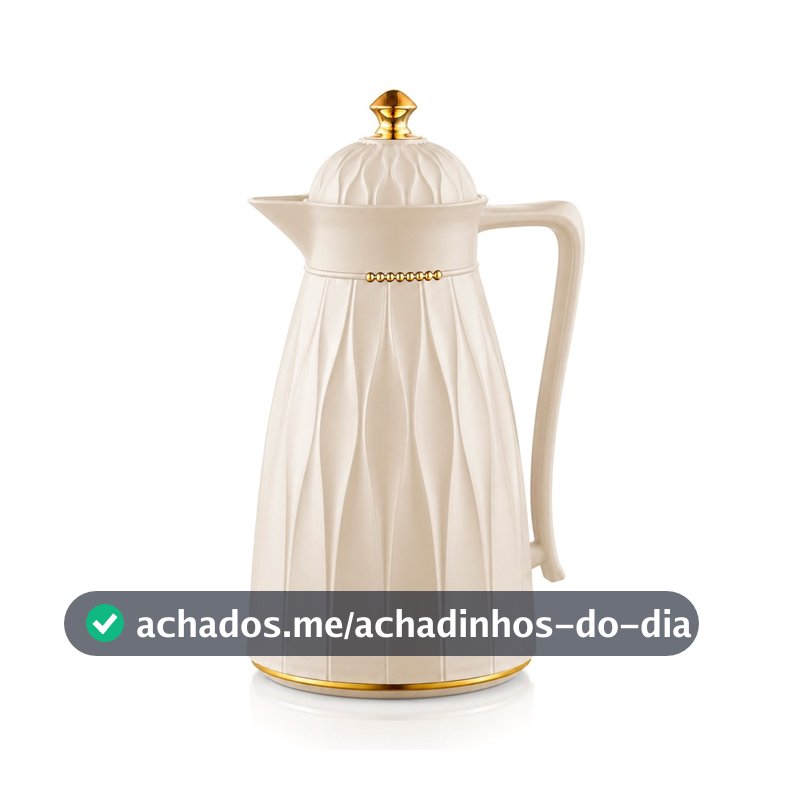 Garrafa Térmica Bege Dourada Para Chá Água Suco Bebidas Quentes Frias Cantinho Do Café