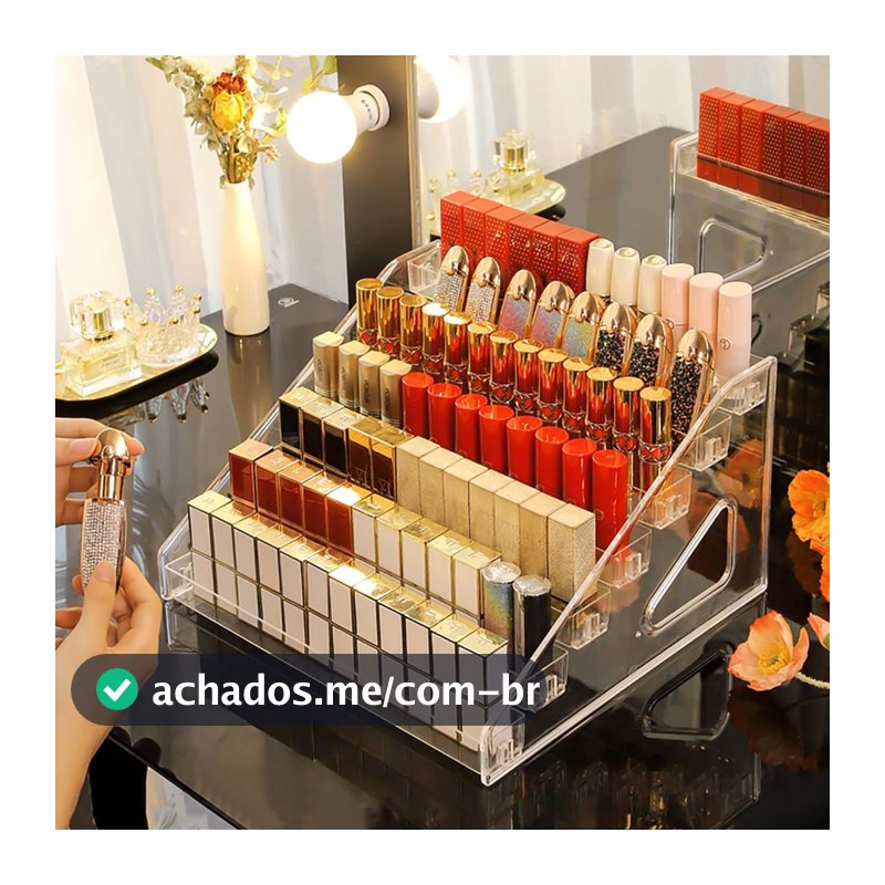 Organizador de Esmalte Acrílico Transparente Grande 3/5/7 Prateleiras Suporte de Mesa Para Exposição Para Cosméticos