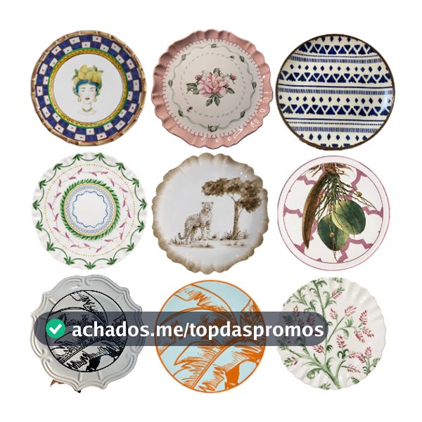 Prato de Sobremesa Cerâmica Mesa Posta Decorativo Porto Brasil Maison Blanche Scalla