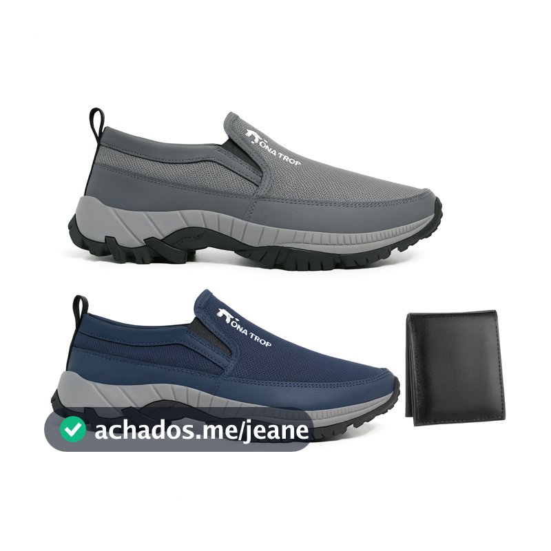 Kit 2 Tênis Mocassim Masculino TKZ Adventure Casual Calce Facil  Sapato Carteira