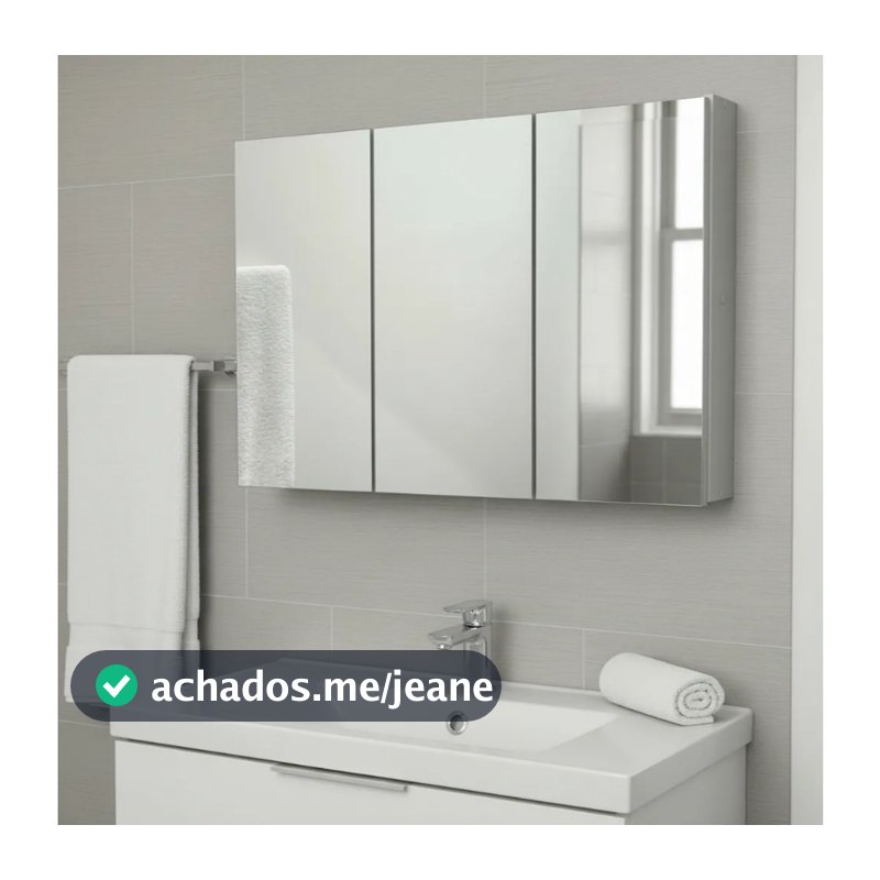 Armário 80cm Aéreo Banheiro Com 3 Portas De Espelho - Fundo Eucatex  - 100% MDF - MONTADO
