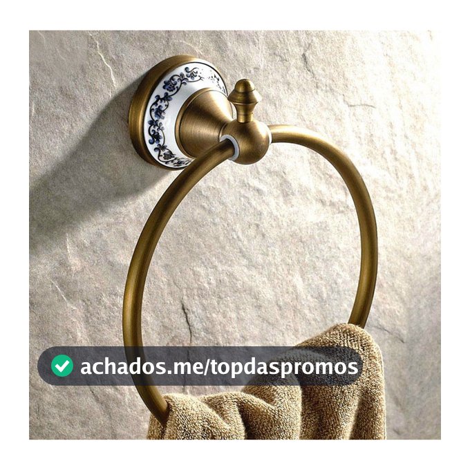 Estilo Europeu Retro Latão Banheiro De Montado Na Parede Anel Toalha Suporte De Acessórios Para Decoração De Casa Uba401