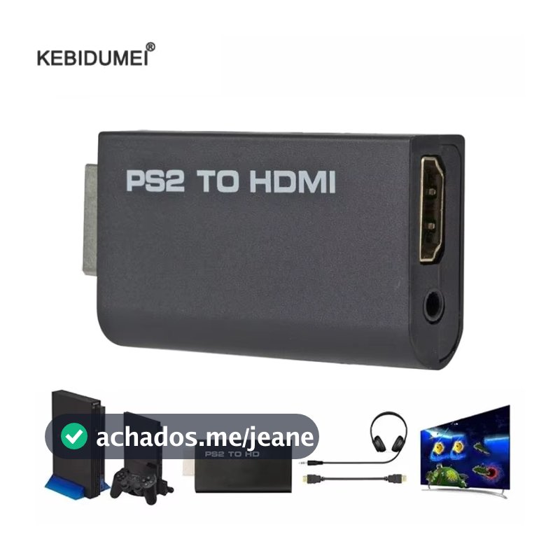 Adaptador PS2 para HDMI 1080P para PlayStation 2 - Suporte a todos os modos de exibição PS2 e PC