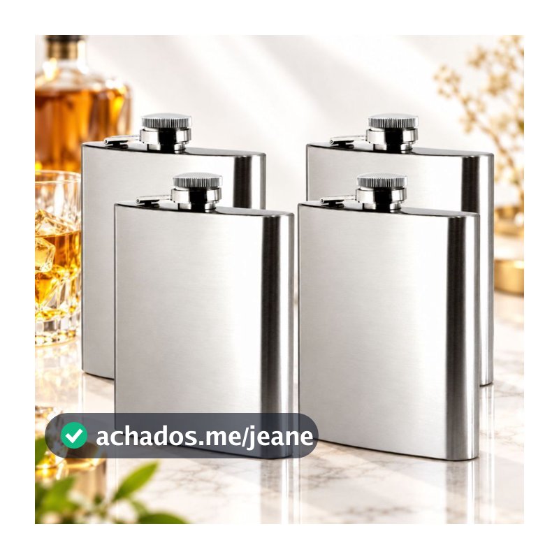 Cantil de Bolso 230 ml Porta Bebida em Aço Inox Whiskeira Rum Vodka
