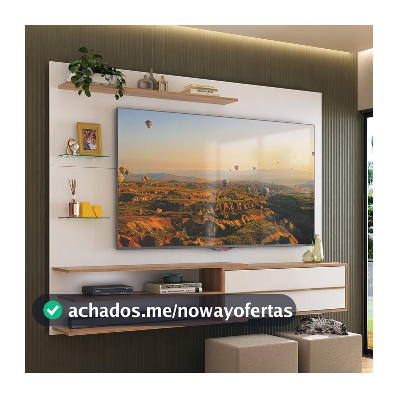 Painel para TV até 65 Polegadas com 1 Porta e Prateleiras Paris Multimóveis
