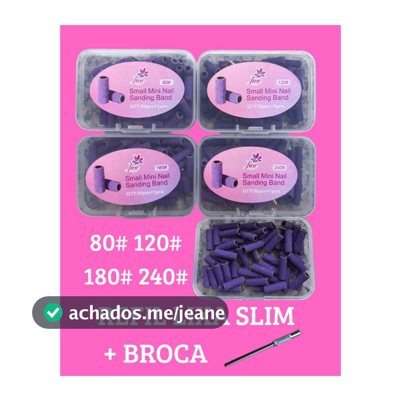 Nail Designer Kit Refil Slim Mandril 50 Lixas 80#120#180#240# + 1 Broca para Manicure e Pedicure Praticidade e Qualidade