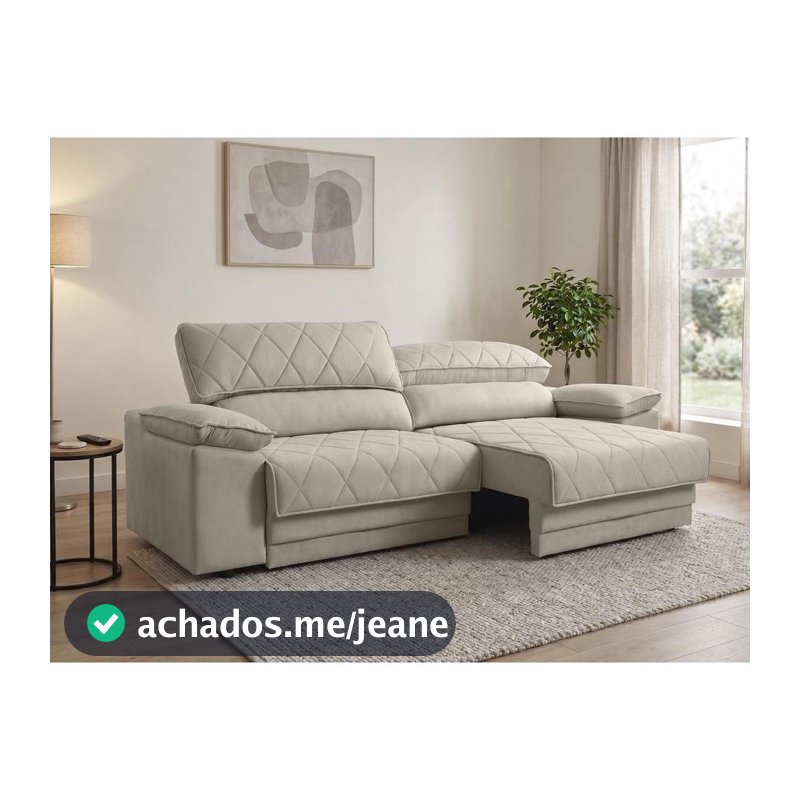 Sofá Leon 2,30m Com Molas Retrátil Reclinável  Velosuede - NETSOFAS